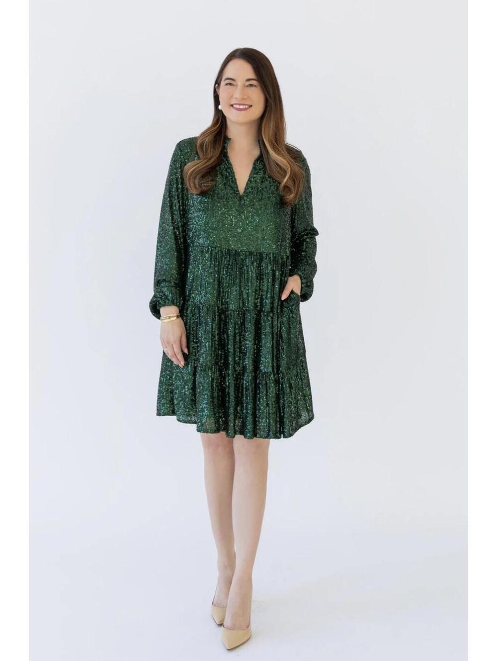 Sail to Sable Charlotte Sequin Dress - Emerald Green - Small